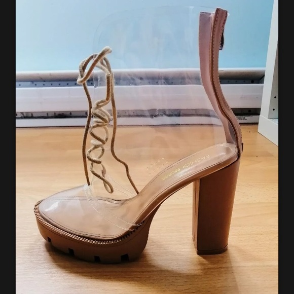 Fashion Nova clear Nude Booties - Picture 1 of 8